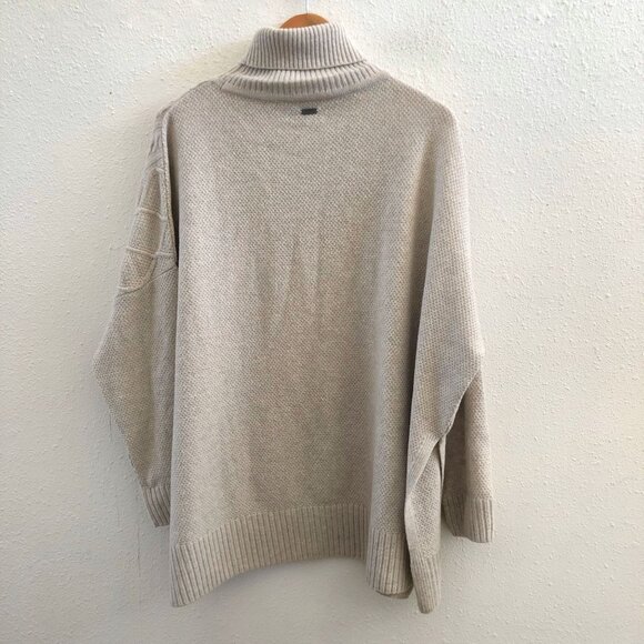 BARBOUR Wool Blend Burne Diamond Stitch Aran Cape No Size Tag Check Measurements - Picture 3 of 11